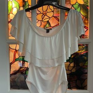 White/cream off the should body suit by new look never worn